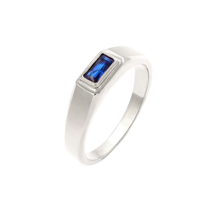 Bague Bague Signet Rectangle Saphir Synthétique 925 Sterling Silver