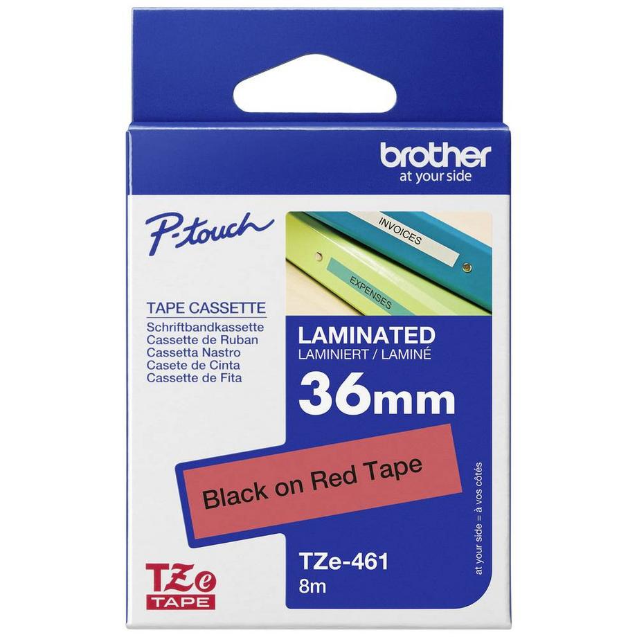 Cassetta nastro  TZe TZe-461 Colore Nastro: Rosso Colore carattere:Nero 36 mm 8 m