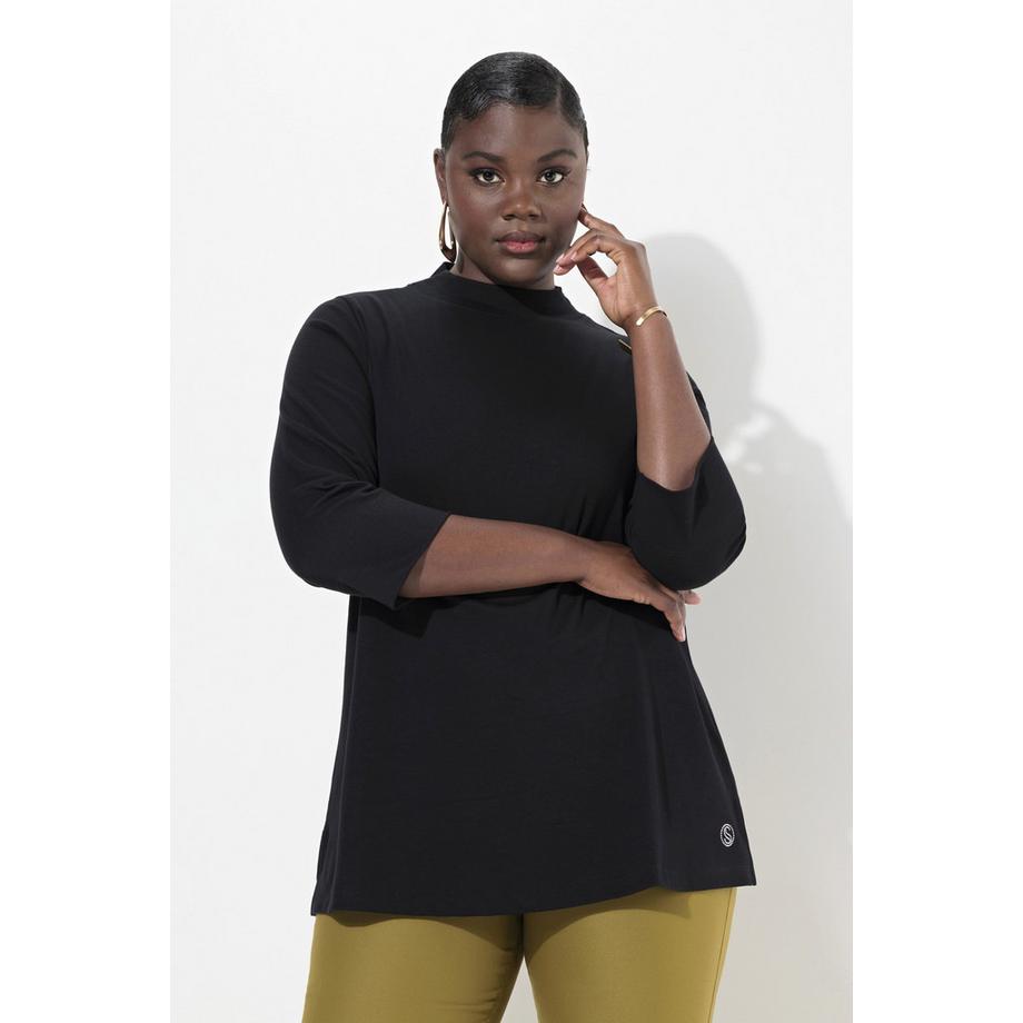 Ulla Popken Maglia Collo Alto Maniche 3/4 Linea ad A  