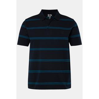 JP1880  Maglia polo in piqué a righe con mezze maniche blu scuro 