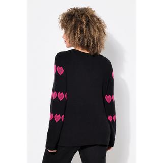 Ulla Popken  Pullover, Herzen, V-Ausschnitt, Langarm 