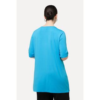 Ulla Popken Tunique à broderie Col Tunisien Manches Courtes  