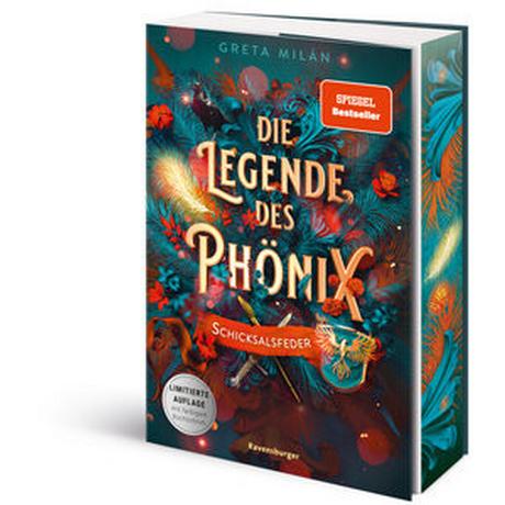 Die Legende des Phönix, Band 2: Schicksalsfeder (SPIEGEL-Bestseller - Limitierte Auflage mit Farbschnitt) Milán, Greta; Phatt, Katt (Umschlaggestaltung) Couverture rigide 