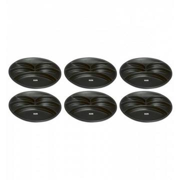 6 schwarze Fondueteller, 6 Stück Keramik - 26 cm