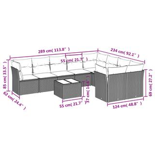 VidaXL Ensemble de canapés de jardin rotin synthétique  