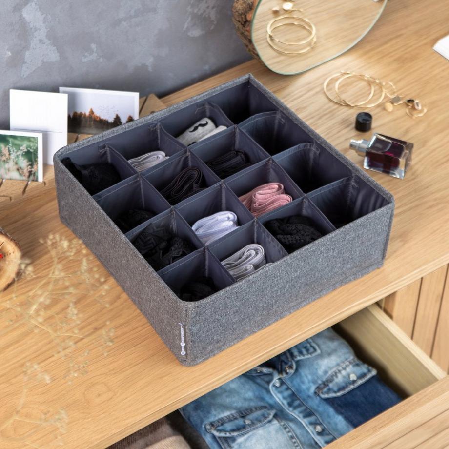 Bigso Box of Sweden SOFT Organizer Grau   16 Fächer  