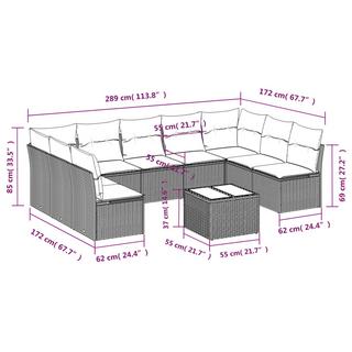 VidaXL Ensemble de canapés de jardin rotin synthétique  