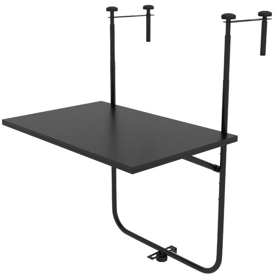 Balkontisch Zum Einhängen Klappbarer Hängetisch, 3-Fach Höhenverstellbar, Bis 15 Kg, 62X60 Cm, Schwarz