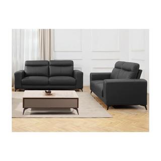 Vente-unique Couchgarnitur Leder 3+2 - Schwarz - MONTANER  