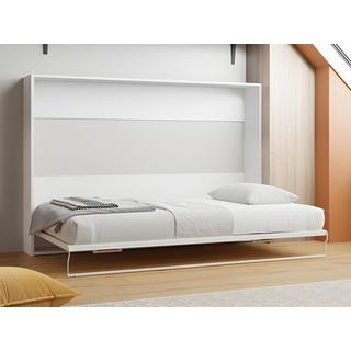 Vente-unique Letto a scomparsa con apertura orizzontale manuale 140 x 200 cm Bianco + Materasso - MALINA II  