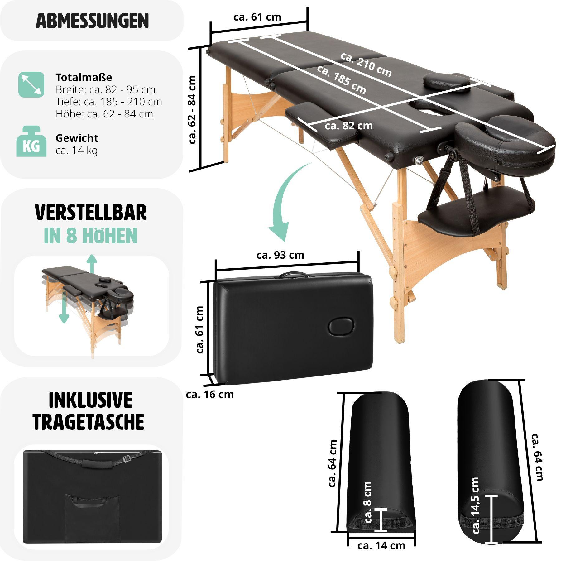 Tectake Ensemble de table de massage Freddi avec rouleaux de massage  