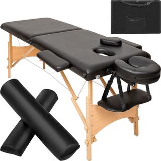 Tectake 2 Zonen Massageliege-Set Freddi mit 5cm Polsterung, Rollen und Holzgestell  