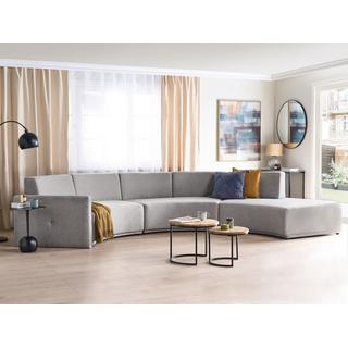 Beliani Halbrundes Sofa aus Leinen Modern BOLEN  