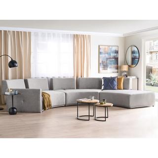 Beliani Halbrundes Sofa aus Leinen Modern BOLEN  