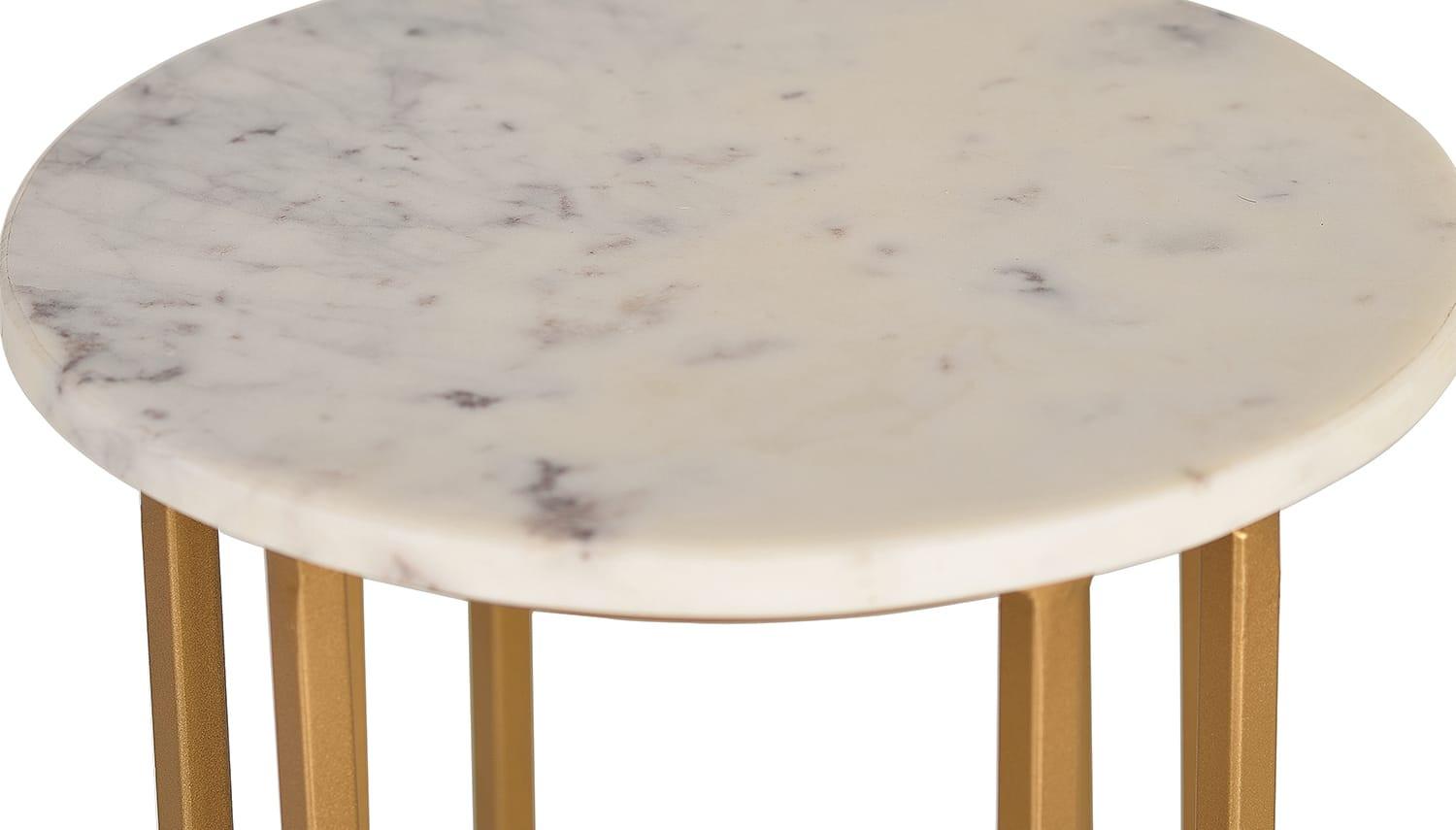 mutoni Tavolino marmo bianco oro tondo 30x30  
