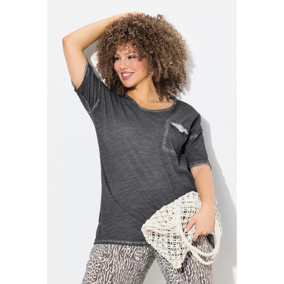 Ulla Popken T-Shirt Oversize Poche Poitrine Volantée  