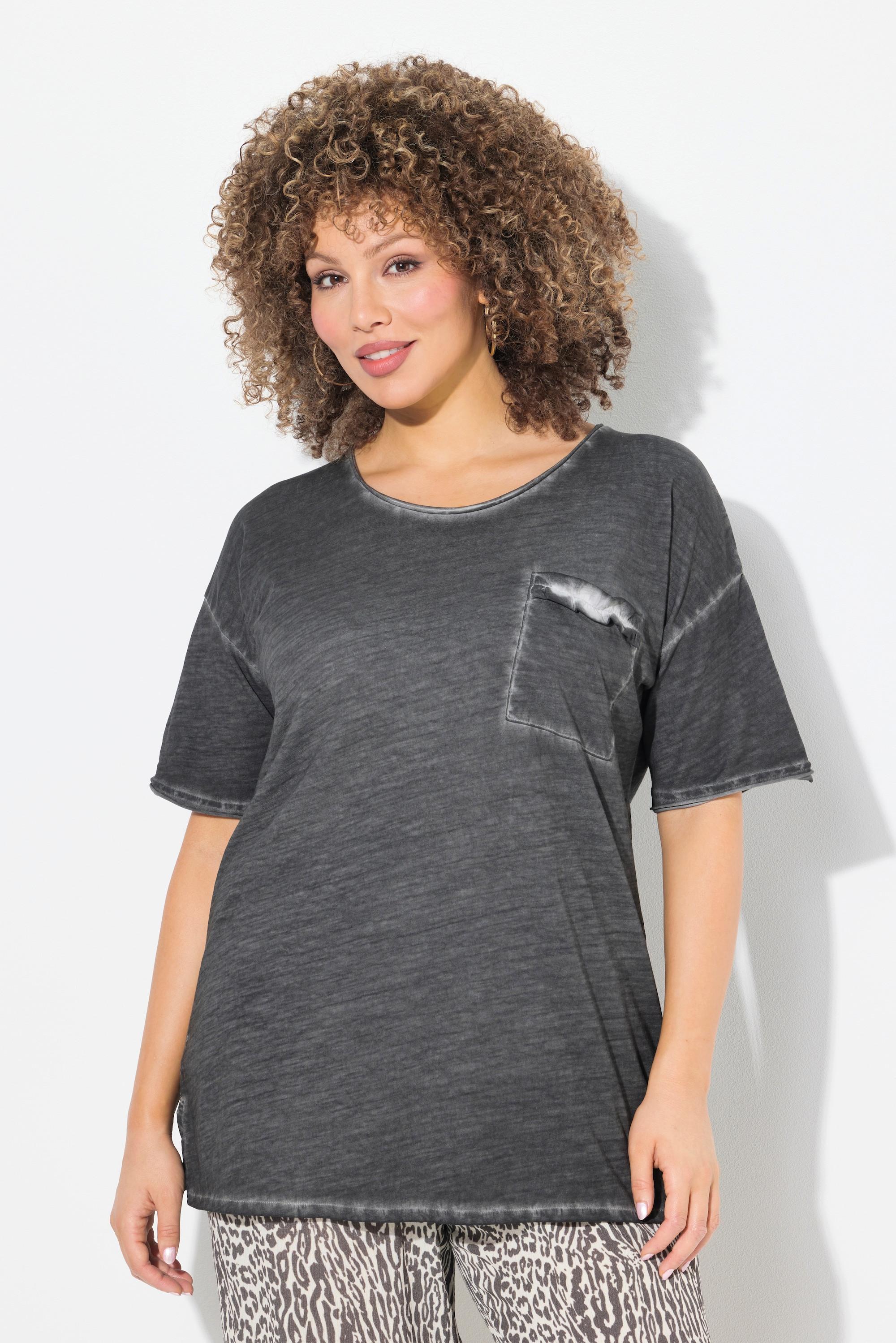 Ulla Popken T-Shirt Oversize Taschino con Ruche  