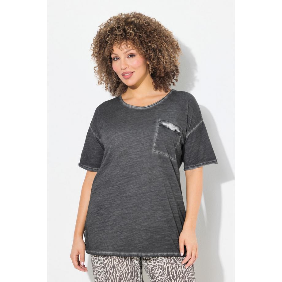 Ulla Popken T-Shirt Oversize Poche Poitrine Volantée  