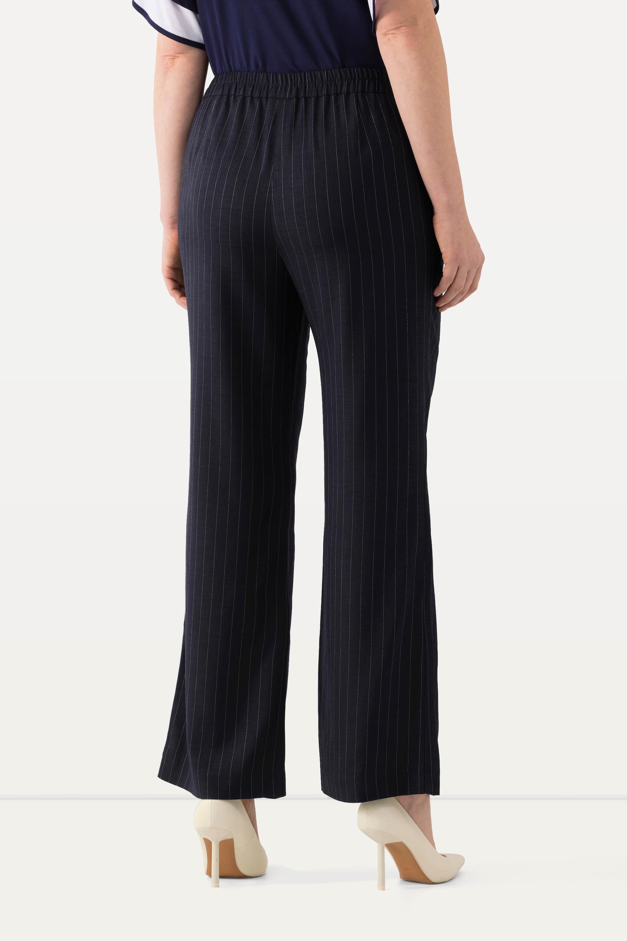 Ulla Popken Pantalon de tailleur Fines Rayures Taille Confortable Jambe Droite  