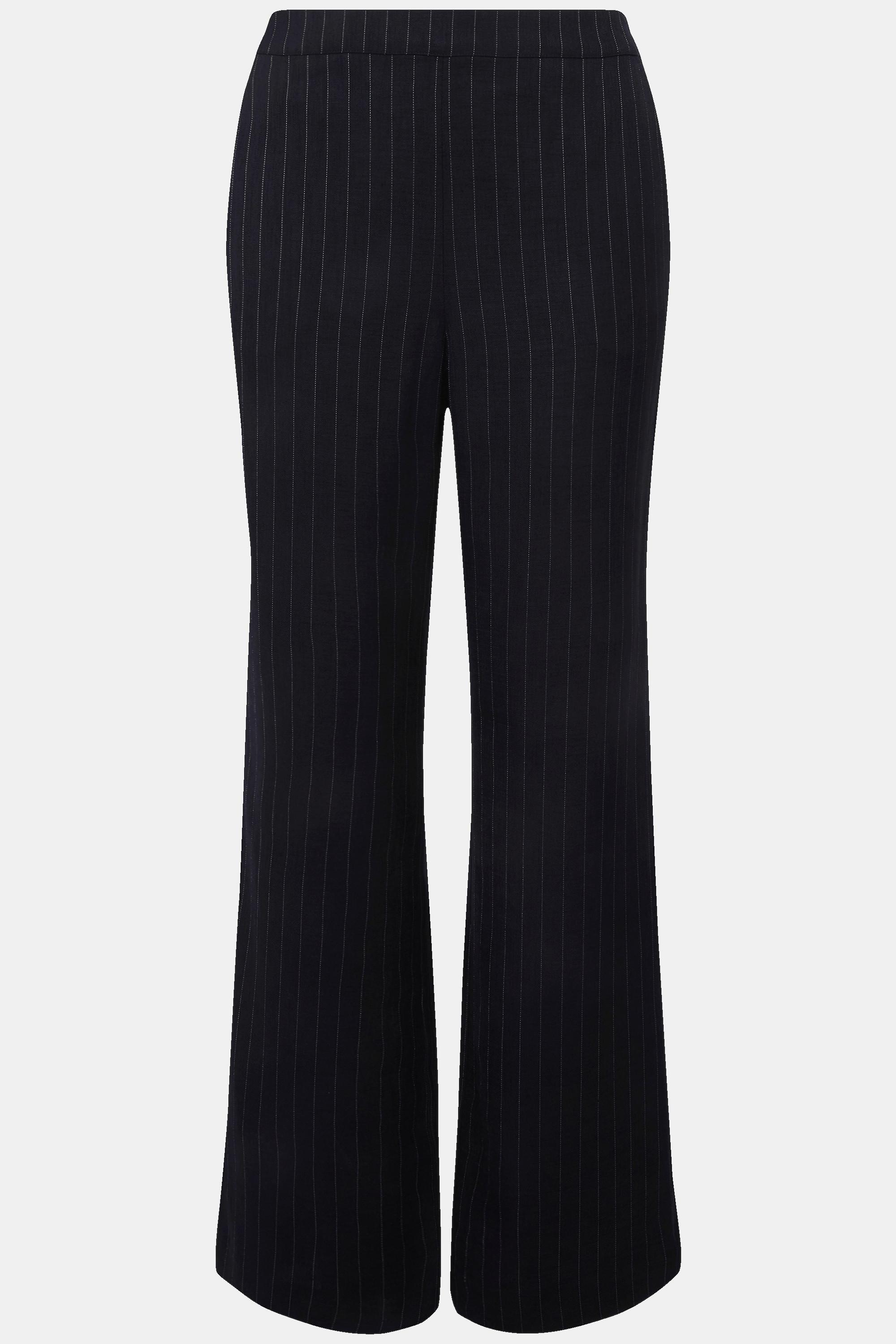 Ulla Popken Pantalon de tailleur Fines Rayures Taille Confortable Jambe Droite  