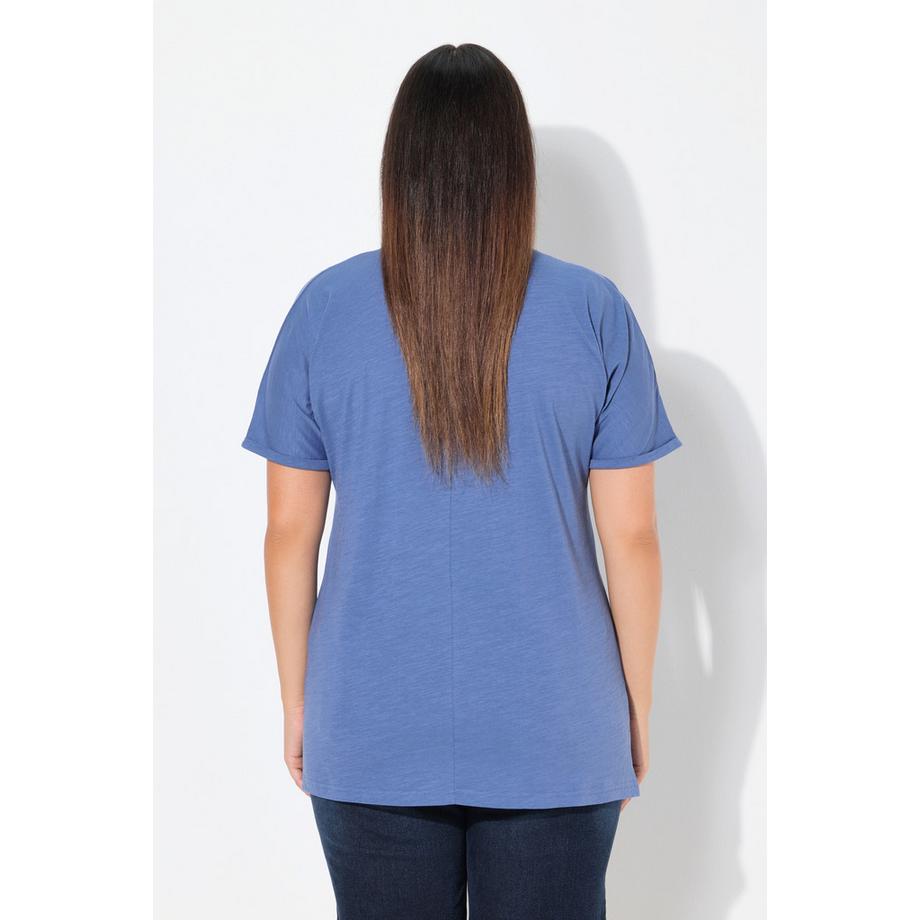 Ulla Popken Oversized Tiermotiv Halbarm V-Ausschnitt T-Shirt  