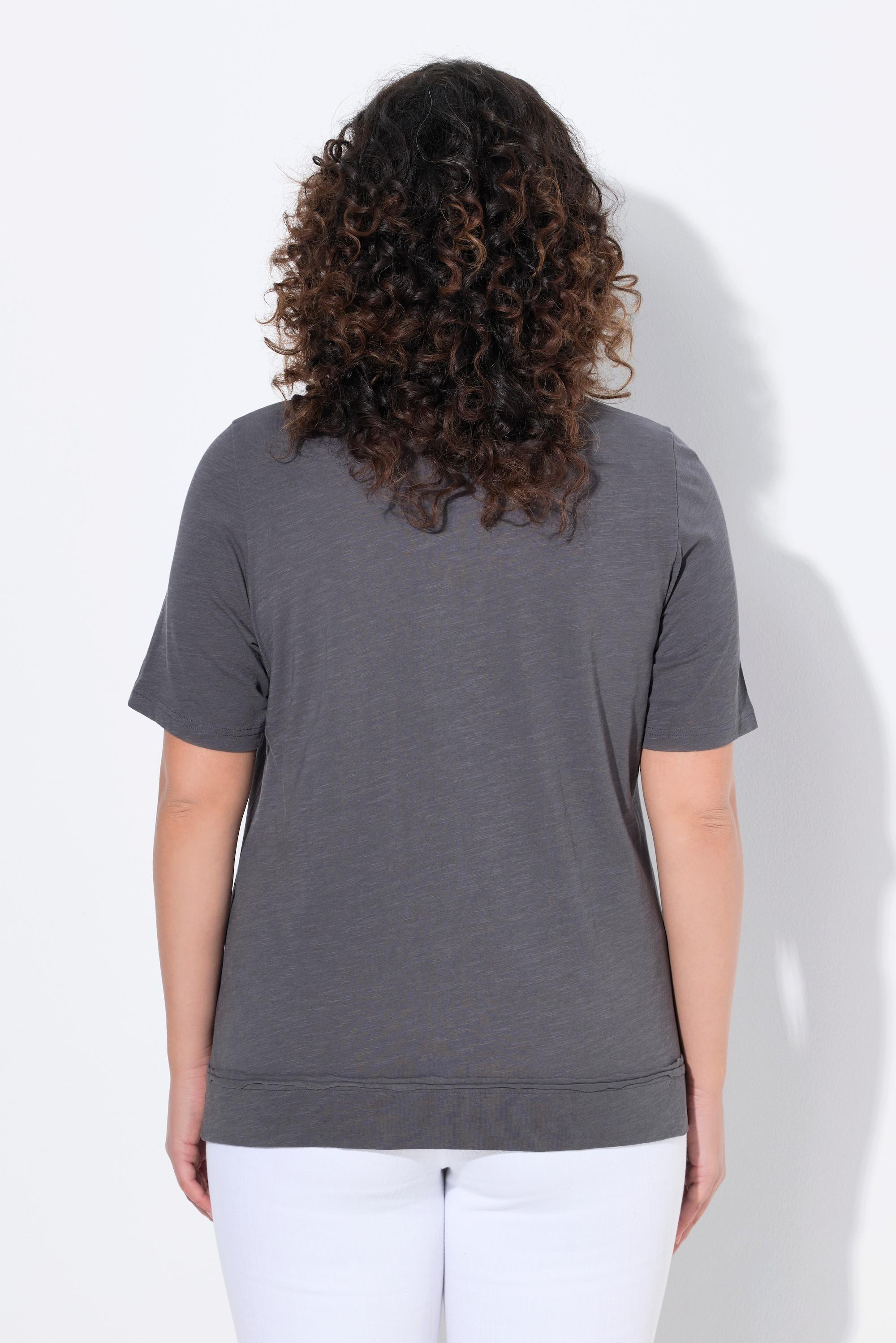 Ulla Popken T-shirt Classic Cactus Bordi Arrotolati Scollo Rotondo Maniche Corte  