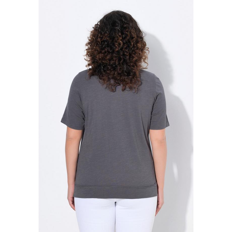 Ulla Popken Classic Kaktus Rollkanten Rundhals Halbarm T-Shirt  