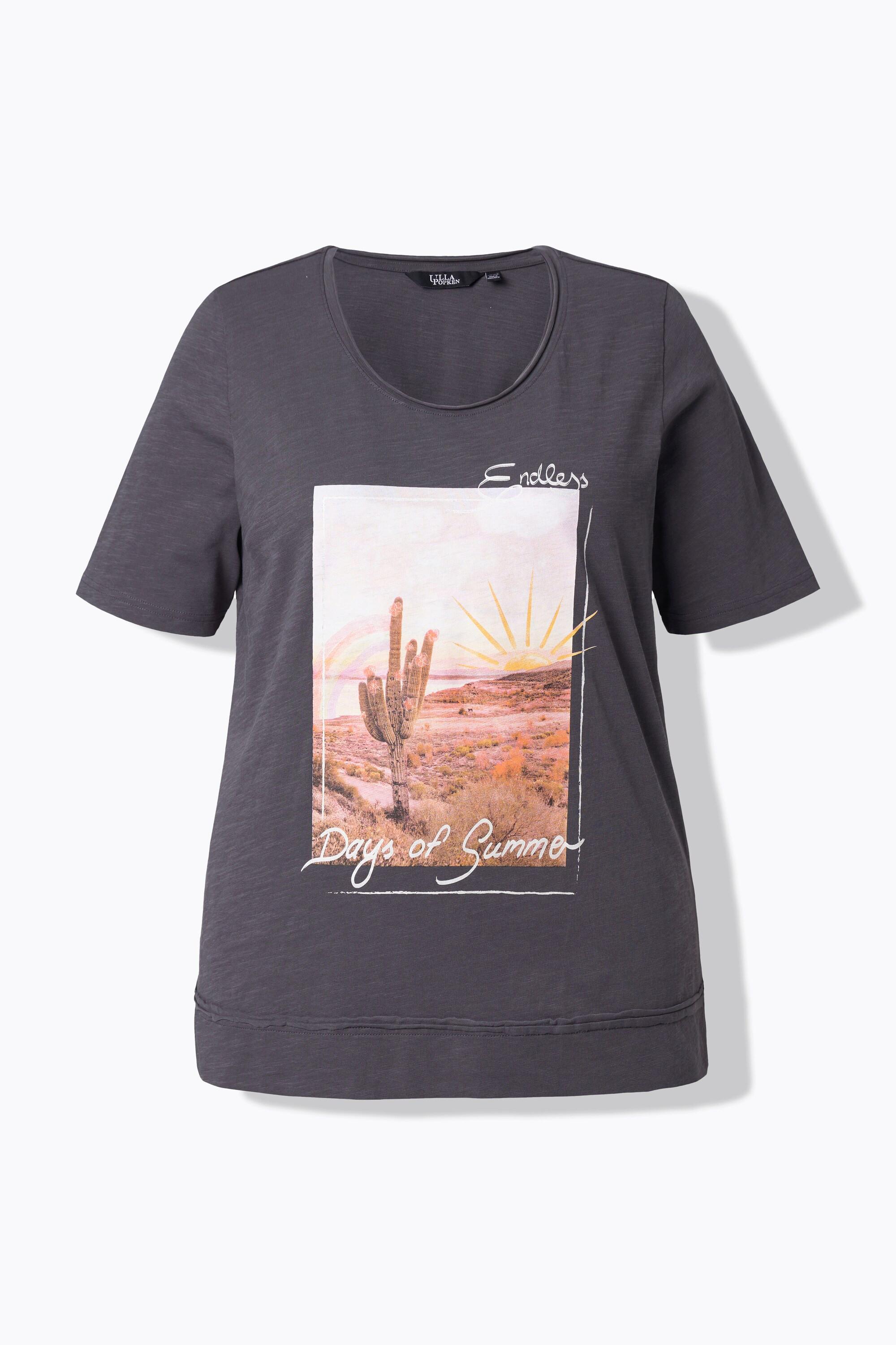 Ulla Popken T-shirt Classic Cactus Bordi Arrotolati Scollo Rotondo Maniche Corte  