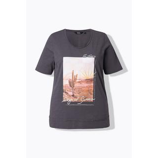 Ulla Popken T-shirt Classic Cactus Bordi Arrotolati Scollo Rotondo Maniche Corte  