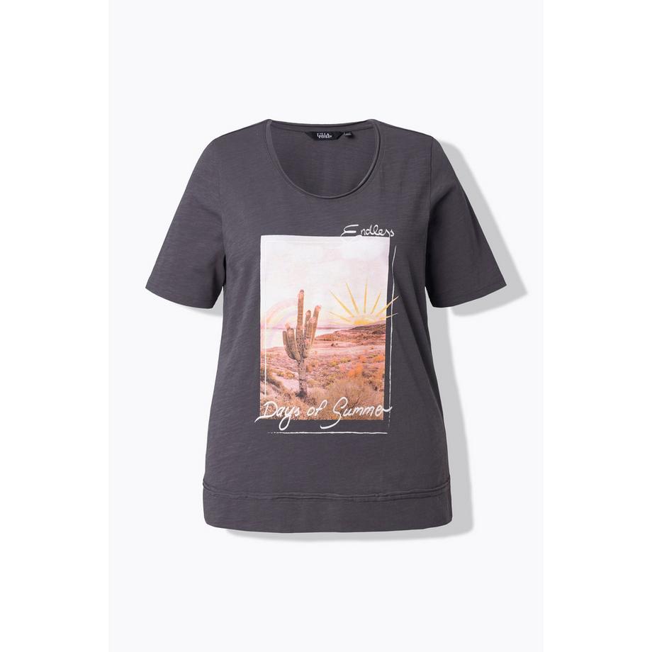 Ulla Popken Classic Kaktus Rollkanten Rundhals Halbarm T-Shirt  