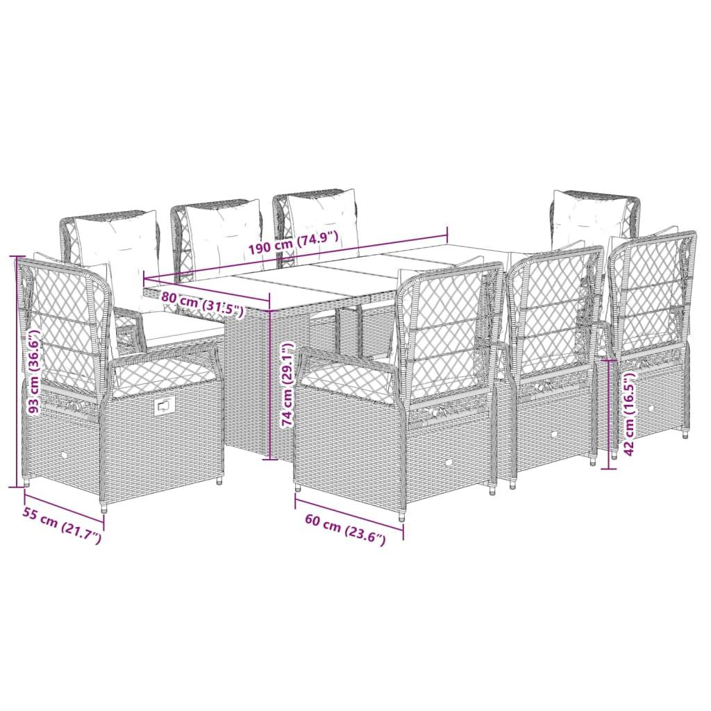 VidaXL Ensemble de salle à manger de jardin rotin synthétique  