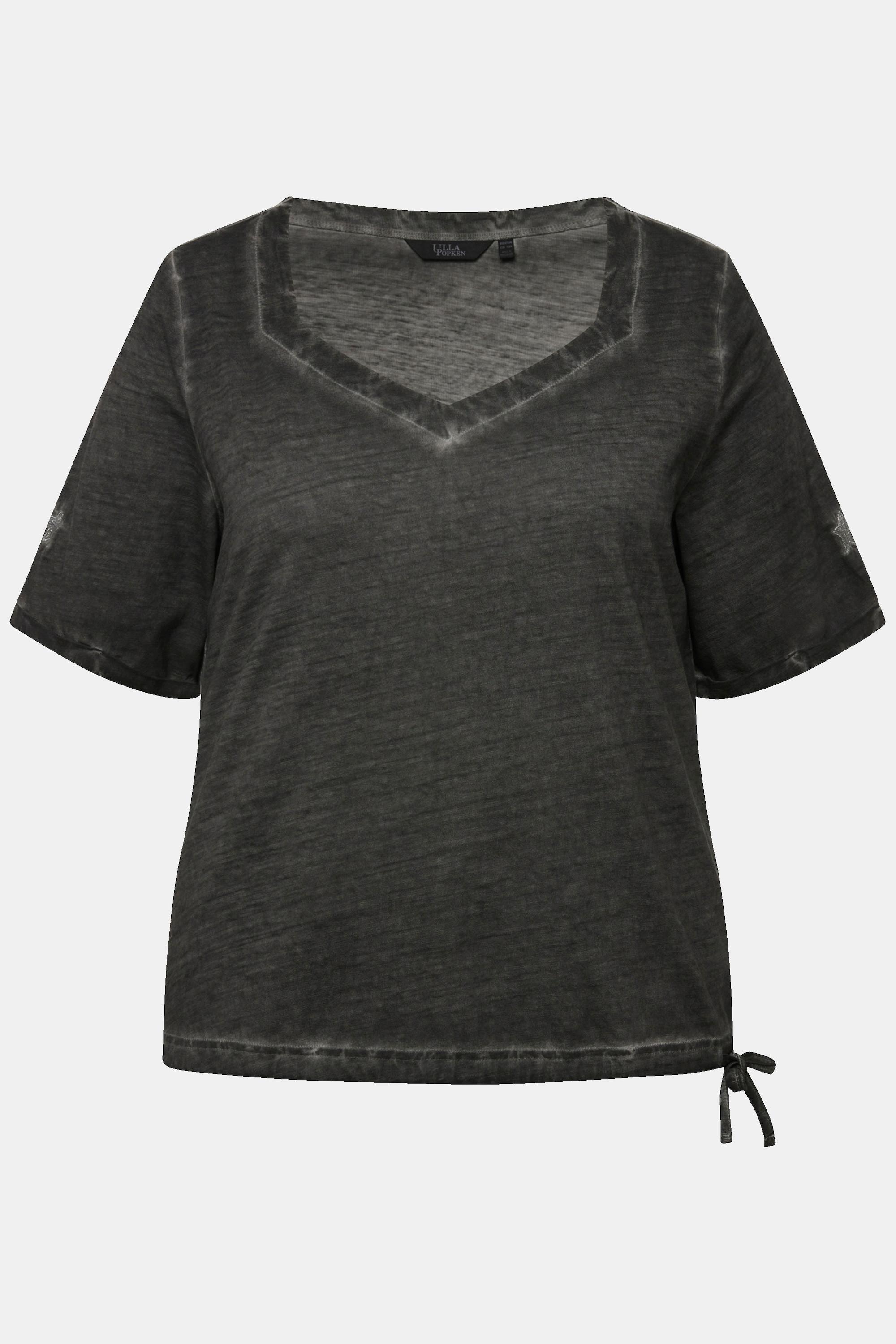 Ulla Popken T-shirt a mezza manica con stella metallica e fascia sull'orlo  