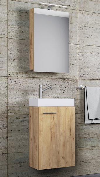 VCM 3-tlg Badmöbel Set Gäste WC Gästebad Waschplatz Waschtisch klein schmal Slito SC  