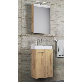 VCM 3-tlg Badmöbel Set Gäste WC Gästebad Waschplatz Waschtisch klein schmal Slito SC  