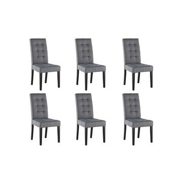 Lotto di 6 sedie in Tessuto grigio e Gambe legno nero VILLOSA