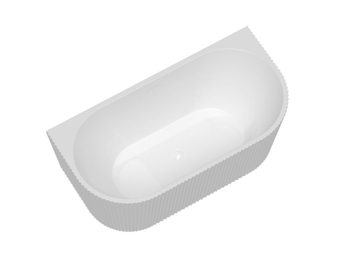SHOWER DESIGN Halb freistehende Badewanne - gerippt - 206 L - 149 x 75 x 58 cm - Acryl - Weiß glänzend - ZELINA  