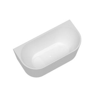 SHOWER DESIGN Halb freistehende Badewanne - gerippt - 206 L - 149 x 75 x 58 cm - Acryl - Weiß glänzend - ZELINA  