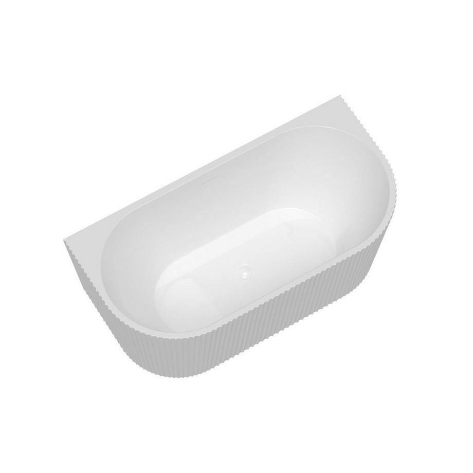 SHOWER DESIGN Vasca da bagno semi-freestanding scanalata 149 x 75 x 58 cm in Acrilico Bianco lucido - ZELINA  