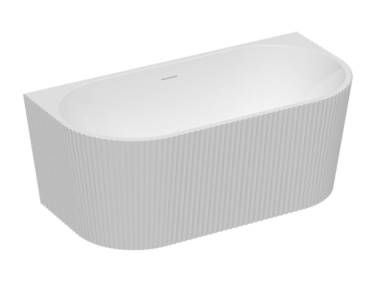 SHOWER DESIGN Halb freistehende Badewanne - gerippt - 206 L - 149 x 75 x 58 cm - Acryl - Weiß glänzend - ZELINA  