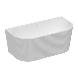 SHOWER DESIGN Halb freistehende Badewanne - gerippt - 206 L - 149 x 75 x 58 cm - Acryl - Weiß glänzend - ZELINA  