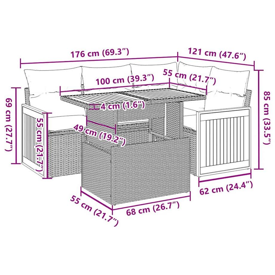 VidaXL Ensemble de canapés de jardin rotin synthétique  