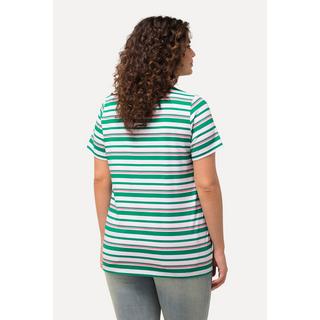 Ulla Popken  Maglia classica con righe, scollo a V e mezze maniche 