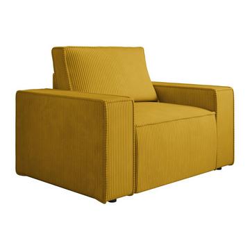 Fauteuil en velours côtelé jaune AMELIA