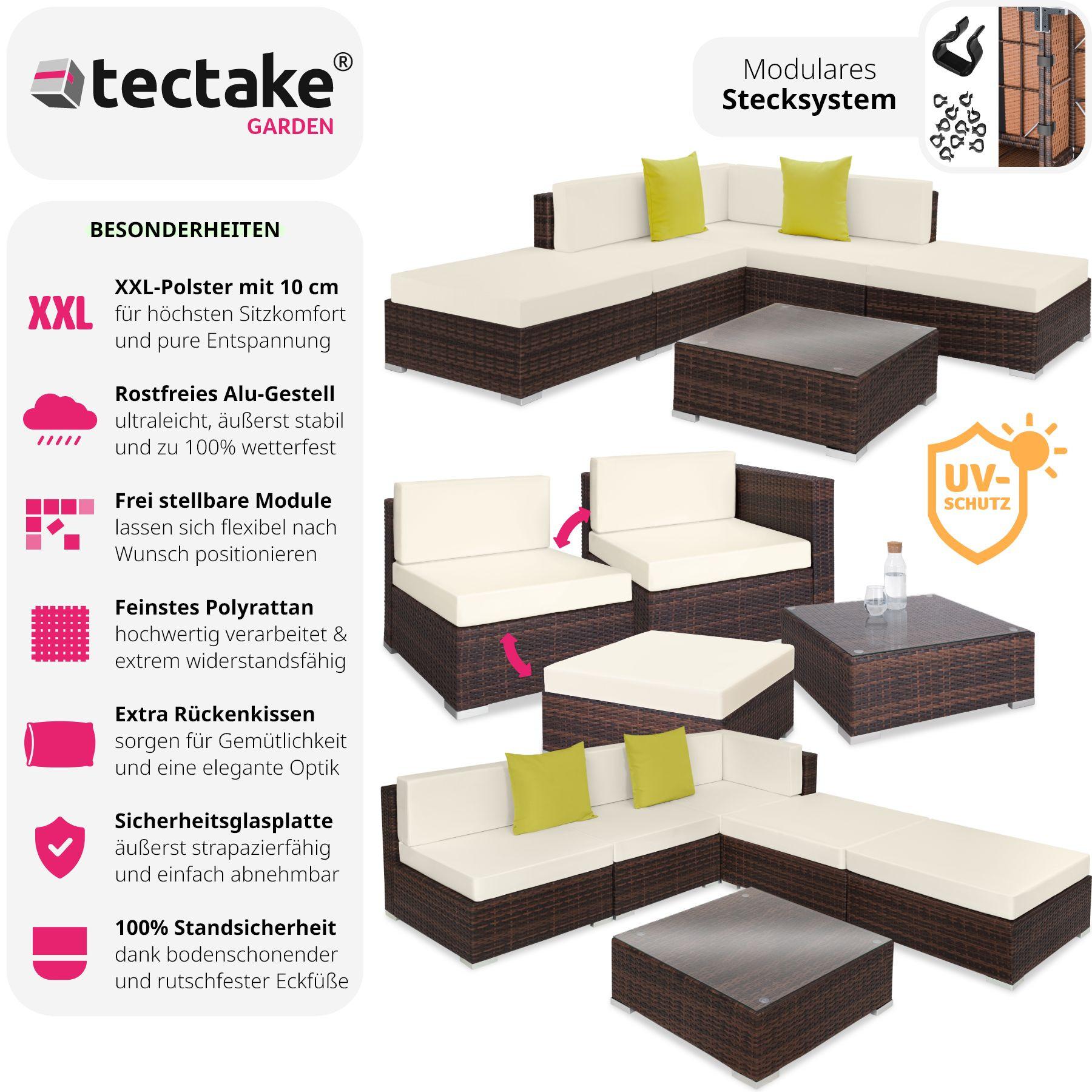 Tectake Rattan Lounge mit Aluminiumgestell Paris  