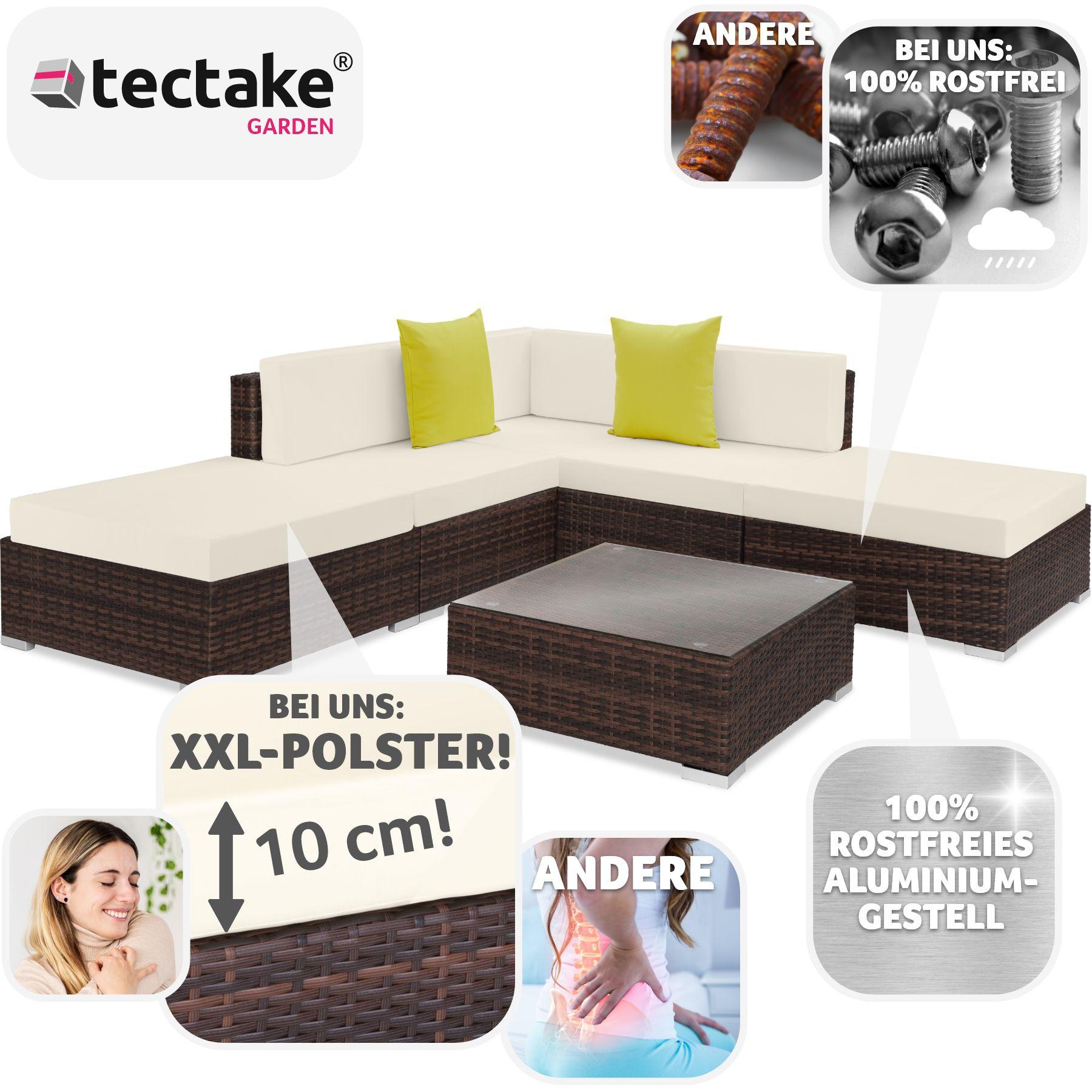 Tectake Rattan Lounge mit Aluminiumgestell Paris  