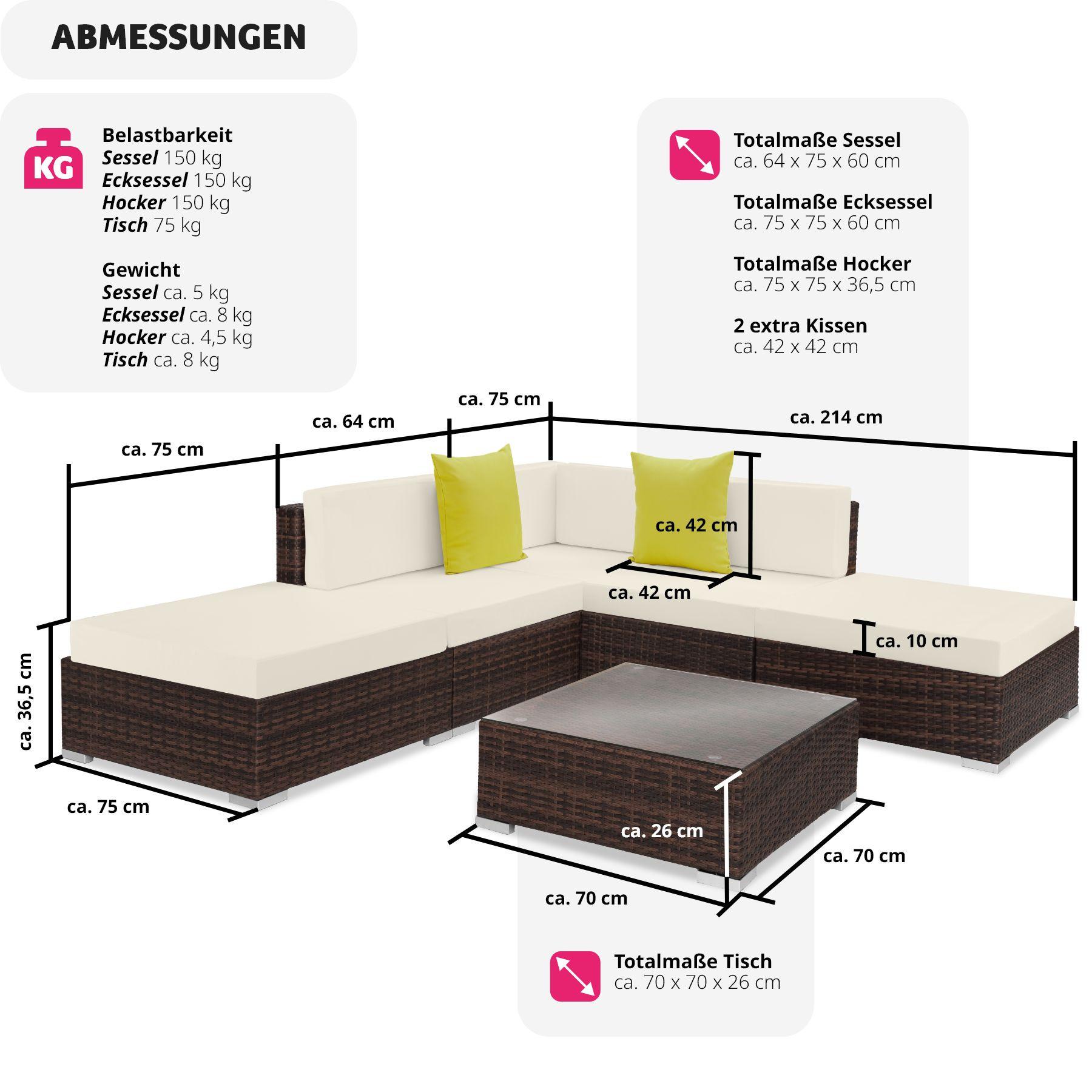 Tectake Rattan Lounge mit Aluminiumgestell Paris  