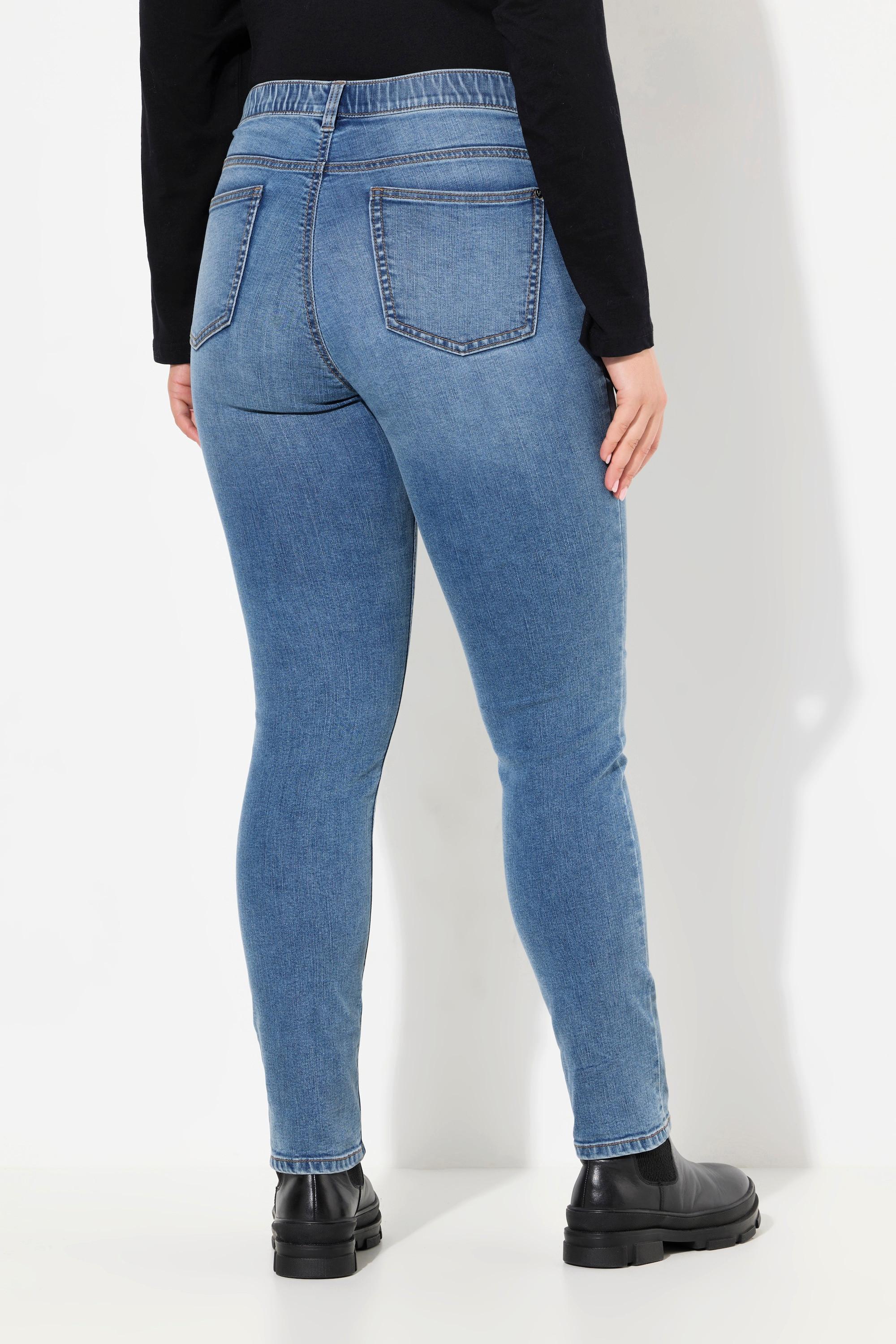 Ulla Popken  Jeans modello Sarah in comodo tessuto elasticizzato con taglio della gamba aderente e cintura comoda 