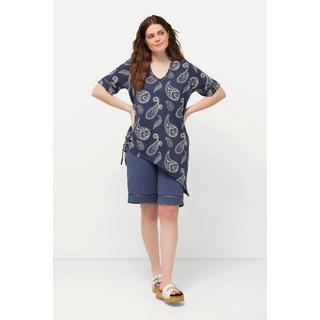 Ulla Popken  Longshirt, Paisley, V-Ausschnitt, Halbarm, Biobaumwolle 