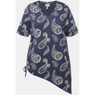 Ulla Popken  Longshirt, Paisley, V-Ausschnitt, Halbarm, Biobaumwolle 