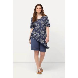 Ulla Popken  Longshirt, Paisley, V-Ausschnitt, Halbarm, Biobaumwolle 